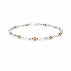 Bracelet à maillons en argent sterling 925 avec motif symétrique multi-tourmaline et quatre breloques rondes en pierre, plaqué or et rhodium - Product Image 6