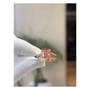 Luxurious Asscher Cut Lab Grown Diamond Engagement <b>Ring</b> 3.45 Ct <b>Split</b> Shank Hidden Halo Prong Set Bridal Jewelry for Women Solid - Product Image 4