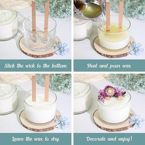 6 Pack <b>Large</b> Glass Candle Jars with Bamboo Lids Empty Vessels for Candle Making Wick Holder <b>Lanterns</b> - Product Image 2