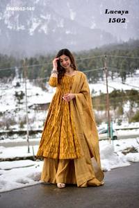 Conjunto de Kurti-Plazzo-Dupatta Anarkali de Muselina de Alta Calidad con Estampado Digital, Colección de Moda Femenina de Exportación India - Product Image 2
