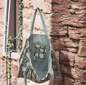 Oversized Large Quilted Weekend Tote <b>Bag</b> - Cotton Block Printed <b>Overnight</b> <b>Bag</b> Grocery Shopping Travel Handmade <b>Bags</b> For Women - Product Image 5