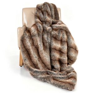 Coperta in Finta Pelliccia di Volpe Marrone Tortora 780GSM, Doppio Lato, 60x80 Pollici, Morbida Coperta Lavorata a Maglia con Fodera in Pile PV, Stile Americano - Product Image 1