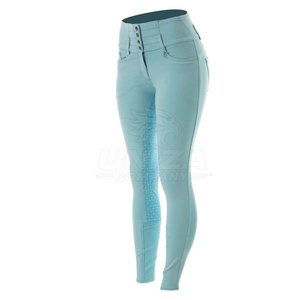 Culotte d'équitation extensible quatre directions à taille mi-haute avec fermeture éclair et grip aux genoux pour le dressage et l'équitation en extérieur (Spandex/Polyester) - Product Image 2