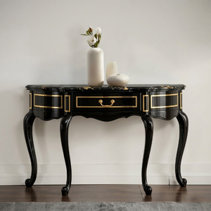 <span class=keywords><strong>Table</strong></span> console Demilune de luxe sur mesure, classique, en bois massif, pour entrée, couloir, villa, hôtel, mobilier <span class=keywords><strong>avec</strong></span> plateau en marbre OEM - Product Image 6