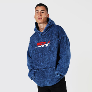 Hoodies personnalisés pour hommes, effet délavé, streetwear vierge, pulls en molleton épais, coupe épaules tombantes, hauts de survêtement à capuche - Product Image 1