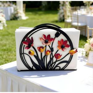 Metal Colorful Flower Design Tissue Stand Event Supplies Dining Tableware Use Decorative Napkin Holder Easy <b>Portable</b> Cheap Price - Product Image 1