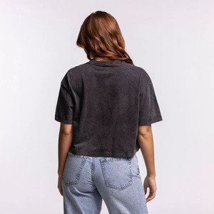 Women Vintage Washed Cropped Graphic T Shirt Casual Oversized Cotton Crop <b>Tee</b> - Product Image 2