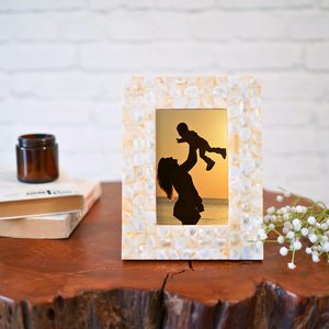 Cadre photo rectangulaire artisanal en bois et nacre pour table |   Meilleur cadeau pour la décoration de la maison, anniversaire - Product Image 2
