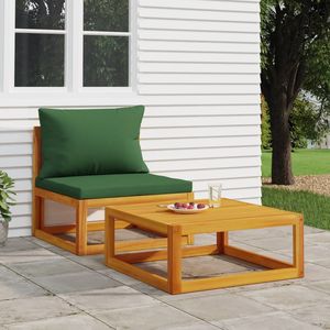 Conjunto de sofás de jardín de madera de acacia y poliéster verde sólido - Product Image 1