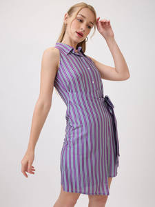 เดรสชีฟองพิมพ์ลายทรงเอไลน์ คอวี แขนกุด ระบายอากาศได้ดี เป็นมิตรกับสิ่งแวดล้อม ดีไซน์เว้าช่วงเอว ความยาวปานกลาง สำหรับผู้หญิง ฤดูร้อน ขายส่ง - Product Image 2