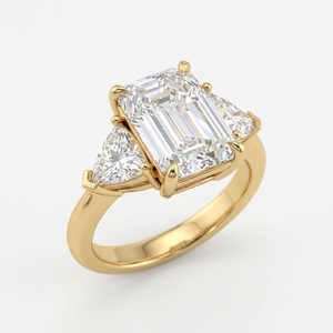 แหวนเพชรทรงเอเมอรัลด์คัท เพาะเลี้ยงในห้องปฏิบัติการ ทอง 14K สำหรับผู้หญิง ประดับเพชรทรงทริลเลียน สำหรับงานหมั้น งานแต่งงาน หรือวันครบรอบ ได้รับการรับรองจาก IGI ทันสมัย - Product Image 1