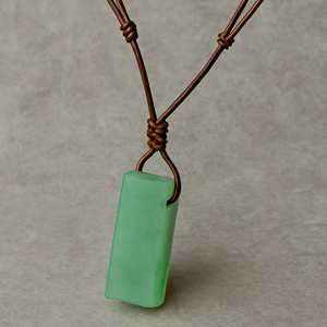 Natural Crystal Aventurine Mirage Unshaped Pendant Necklace with Adjustable <b>Rope</b> <b>Chain</b> for Men - Product Image 2