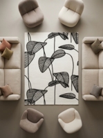 Tapis touffeté AZKA ARTS en laine/coton, couleur unie noir et blanc |   Tapis moderne uni |   Tapis à poils moyens doux et antibactériens