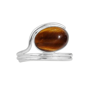 Gourik 925 Sterling Silver <b>Tiger</b> <b>Eye</b> Gemstone Bezel Setting Vintage Split Shank Women's <b>Ring</b> Everyday Jewelry - Product Image 2
