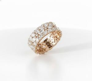 Anillo de Boda Tradicional de Oro Sólido de 10K/14K con Diamantes Cultivados en Laboratorio, Diseño Floral, Corte Marquesa, Estilo Eternidad Completa, Regalo para Mujer - Product Image 4