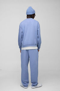 Sudadera de Hombre Oversize de Algodón Mezclado Personalizada, Transpirable, de Alta Calidad, Azul Polvoriento, con Cuello Extendido y Corte Holgado - Product Image 3