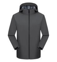Veste coupe-vent à capuche bleu clair pour homme avec fermeture éclair, vêtements décontractés pour l'extérieur, saison automne, matière polyester
