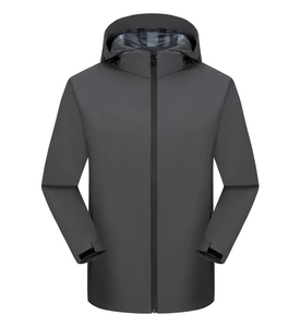 Veste coupe-vent à capuche bleu clair pour homme avec fermeture éclair, vêtements décontractés pour l'extérieur, saison automne, matière polyester - Product Image 1