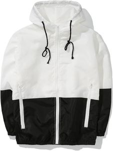 Chaqueta Cortavientos con Capucha para Hombre, Diseño Color Block, Cierre de Cremallera, Ligera, Informal, para Primavera - Product Image 1