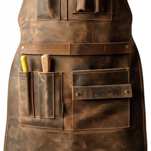 Leather Cooking <b>Apron</b> <b>Kitchen</b> BBQ Grill OEM ODM Wholesale Bulk Orders Thick Leather <b>Apron</b> for Professional LPN-0229 - Product Image 3