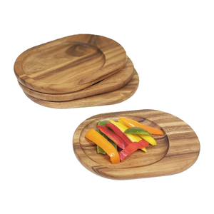 Plateaux de service ovales en bois d'acacia de haute qualité, plateaux individuels en bois pour servir des sushis, du fromage, en provenance du Vietnam - Product Image 1