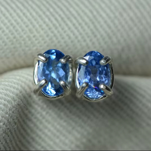 Boucles d'oreilles en Tanzanite naturelle, argent sterling, pierre de naissance de décembre, cadeau pour elle, bijoux élégants et raffinés - Product Image 1