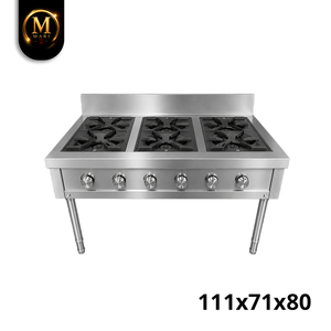 Estufa de Gas de Acero Inoxidable de Gran Capacidad con 6 Quemadores Abiertos para Cocina Comercial de Alto Volumen y Catering - Product Image 1
