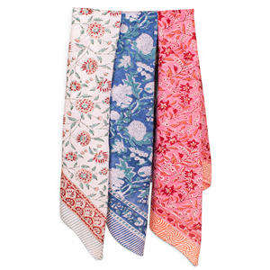 Craftjaipur Cotton Block Printed Large Square <b>Bandana</b> 100x100cm Floral Ethnic Design Unisex Casual Style Soft Adult Outdoor - Product Image 4