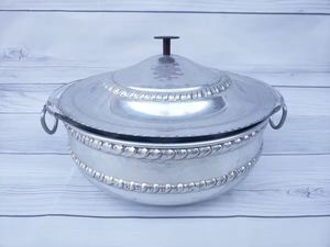 Luxury Silver Serving Bowl with Lid for Dry Fruits, Candy & Snacks Decorative Metal Storage Container for Kitchen & <b>Table</b> - Product Image 4