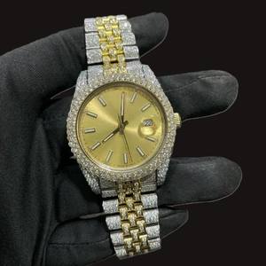 Reloj de Lujo con Diamantes Moissanite de Alta Gama, Claridad VVS, Logotipo Personalizado, Caja Redonda, Precio al por Mayor, Reloj para Hombre - Product Image 1