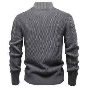Suéter cárdigan clásico de punto trenzado con cremallera completa para hombre – Prenda de punto elegante y cómoda para otoño e invierno, perfecta para usar en capas - Product Image 2