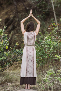 Vestido Tribal con Estampado de Bloques para Mujer, Talla Única, Estilo Bohemio para Festivales, Corte Holgado, Vestido para Festivales - Product Image 3