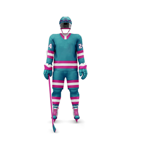 Uniforme de Hockey sobre Hielo con Rayas Púrpuras, Cuello en V, Manga Larga, Poliéster que Absorbe la Humedad, Ropa Deportiva de Invierno Unisex para Adultos - Product Image 4