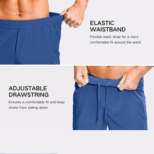 Shorts de tennis pour hommes en polyester de haute qualité, légers, à taille élastique avec cordon de serrage, extensibles, respirants et à séchage rapide - Product Image 5