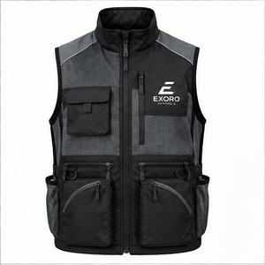 Gilet de travail léger pour homme, col montant, fermeture éclair, plusieurs poches, respirant, en polyester, style automne - Product Image 3
