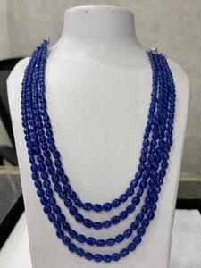 Cuentas de zafiro azul, cuentas sintéticas, piedras preciosas para hacer pulseras y collares, 4 hebras - Product Image 3