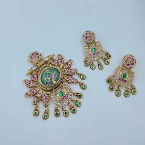 JeweleMarket Fashion <b>Jewelry</b> <b>Set</b> Elegant Pota Stone and <b>Pearl</b> Pendant - Product Image 1