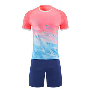 Conjunto de Camiseta de Fútbol Sublimada para Hombre, Degradado Rosa y Azul, Manga Corta, Absorbe la Humedad, Ajuste Atlético, para Todas las Temporadas - Product Image 1