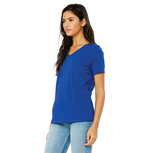 Camiseta de Cuello en V para Mujer, Hecha a Medida, de Alta Calidad, Ajustada, Tejida, Ligera, Cómoda, Moderna, Lisa, Teñida, Informal, para Verano - Product Image 2