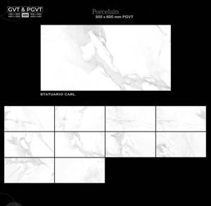 Azulejos de Pared de Cerámica y Porcelana GVT PGVT de 300x600 mm, 30x60 cm, 12x24 Pulgadas, Acabado Brillante y Mate, Estilo Mármol, Calidad de Exportación, Fabricante de la India - Product Image 3