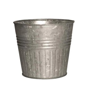 Maceta Redonda Decorativa de Metal Galvanizado Rústico de Calidad Superior para Jardín, Balcón y Hogar, con Capacidad Personalizada - Product Image 3