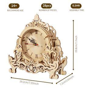 Kit de Modelo de Reloj de Madera 3D - Bloques de Construcción Arquitectónicos DIY, Decoración de Escritorio, Regalo Creativo - Product Image 2