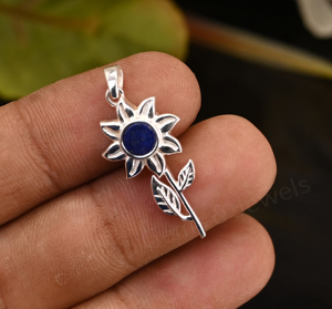 Colgante de Plata de Ley con Incrustaciones de Lapislázuli de 5 mm, Engaste de Bisel, Forma Redonda, Bañado en Rodio, Estilo Clásico, Unisex, para Regalo - Product Image 3