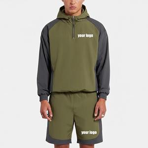 Conjunto de 2 piezas personalizado para hombre: Camisa de manga corta con cremallera y pantalones cortos de nailon estampado con efecto lavado ácido, tela satinada, ideal para verano. - Product Image 5