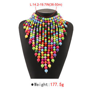 Collier de perles irrégulières en résine faites à la main, multicolores, bijoux de mode, artisanat moulé, pour femmes et filles - Meilleures ventes - Product Image 2