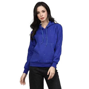 Conjunto de Sudadera con Capucha y Pantalones Deportivos con Estampado de Logotipo Personalizado para Mujer, con Pedrería y Lavado Ácido - Product Image 1