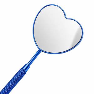 Espejo de Mano en Forma de Corazón con Mango Azul, Espejo de Maquillaje Portátil y Compacto - Product Image 2