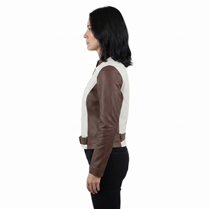 Veste en cuir pour femme avec ceinture, veste de motard en cuir véritable pour femme, fabricant de vestes en cuir pour femme avec fermeture éclair sur le devant - Product Image 3