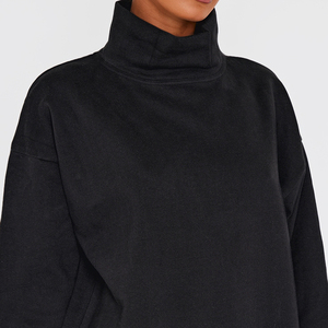 Sweat-shirts en coton à col montant, coupe ample, avec logo personnalisé, de haute qualité, pour femmes, prix bas, couleur unie, en molleton - Product Image 3