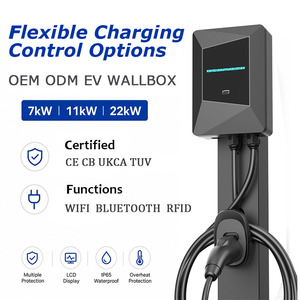 เครื่องชาร์จรถยนต์ไฟฟ้าแบบติดผนัง OEM IP65 7kW Type 2 Wallbox OCPP สำหรับใช้ในบ้าน พร้อมระบบควบคุมผ่านแอปพลิเคชัน RFID และระบบแบ่งโหลด - Product Image 1